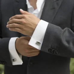 Ivory & Co Groom Gifts | Wedding Cufflinks*Best Man Cufflinks with Crystal | Lace & Favour Rhodium
