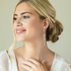 Ivory & Co Gold Prom Jewellery | Prom Earrings*Sandringham Statement Gold Crystal Cluster Drop Earrings