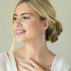 Ivory & Co Silver Prom Jewellery | Prom Earrings*Sandringham Statement Silver Crystal Cluster Drop Earrings