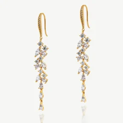 Ivory & Co Gold Prom Jewellery | Prom Earrings*Sandringham Statement Gold Crystal Cluster Drop Earrings