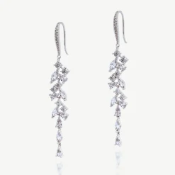 Ivory & Co Silver Prom Jewellery | Prom Earrings*Sandringham Statement Silver Crystal Cluster Drop Earrings