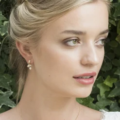 Ivory & Co Bridesmaid Gifts | Bride Gifts*Ivory and Co Aphrodite Crystal Leaves and Pearl Wedding Earrings Gold