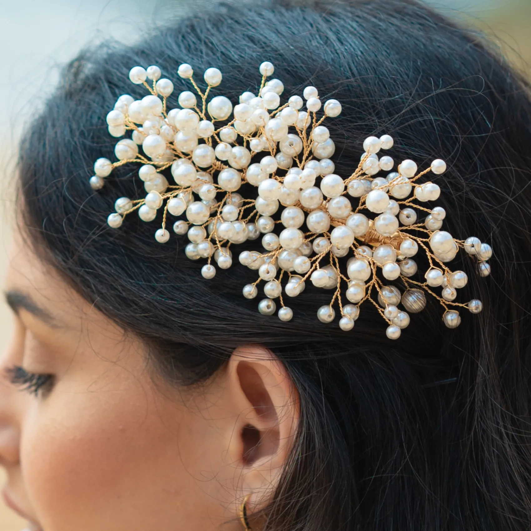 Ivory & Co Pearl Hair Accessories | Gold Hair Accessories*Ivory and Co Astrid Gold Statement Pearl Spray Hair Clip