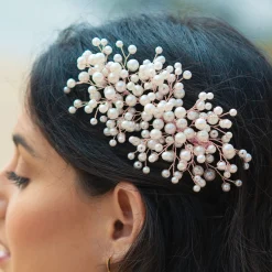 Ivory & Co Pearl Hair Accessories | Rose Gold Hair Accessories*Ivory and Co Astrid Rose Gold Statement Pearl Spray Hair Clip