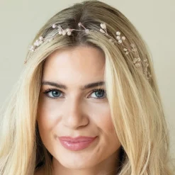 Ivory & Co Pearl Hair Accessories | Rose Gold Hair Accessories*Ivory and Co Aurora Rose Gold Dainty Pearl and Crystal Hair Vine