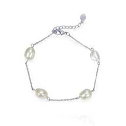Ivory & Co Mother Of The Groom Gifts | Mother Of The Bride Gifts*Ivory and Co Bermuda Silver Baroque Pearl Dainty Chain Bracelet