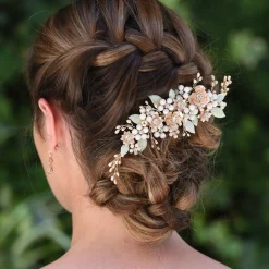 Ivory & Co Pearl Hair Accessories | Rose Gold Hair Accessories*Ivory and Co Botanica Champagne Gold and Blush Flowers Headpiece