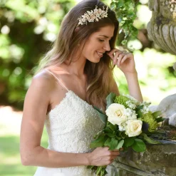 Ivory & Co Pearl Hair Accessories | Rose Gold Hair Accessories*Ivory and Co Botanica Champagne Gold and Blush Flowers Headpiece
