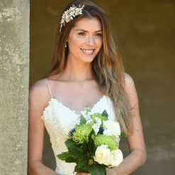 Ivory & Co Pearl Hair Accessories | Rose Gold Hair Accessories*Ivory and Co Botanica Champagne Gold and Blush Flowers Headpiece