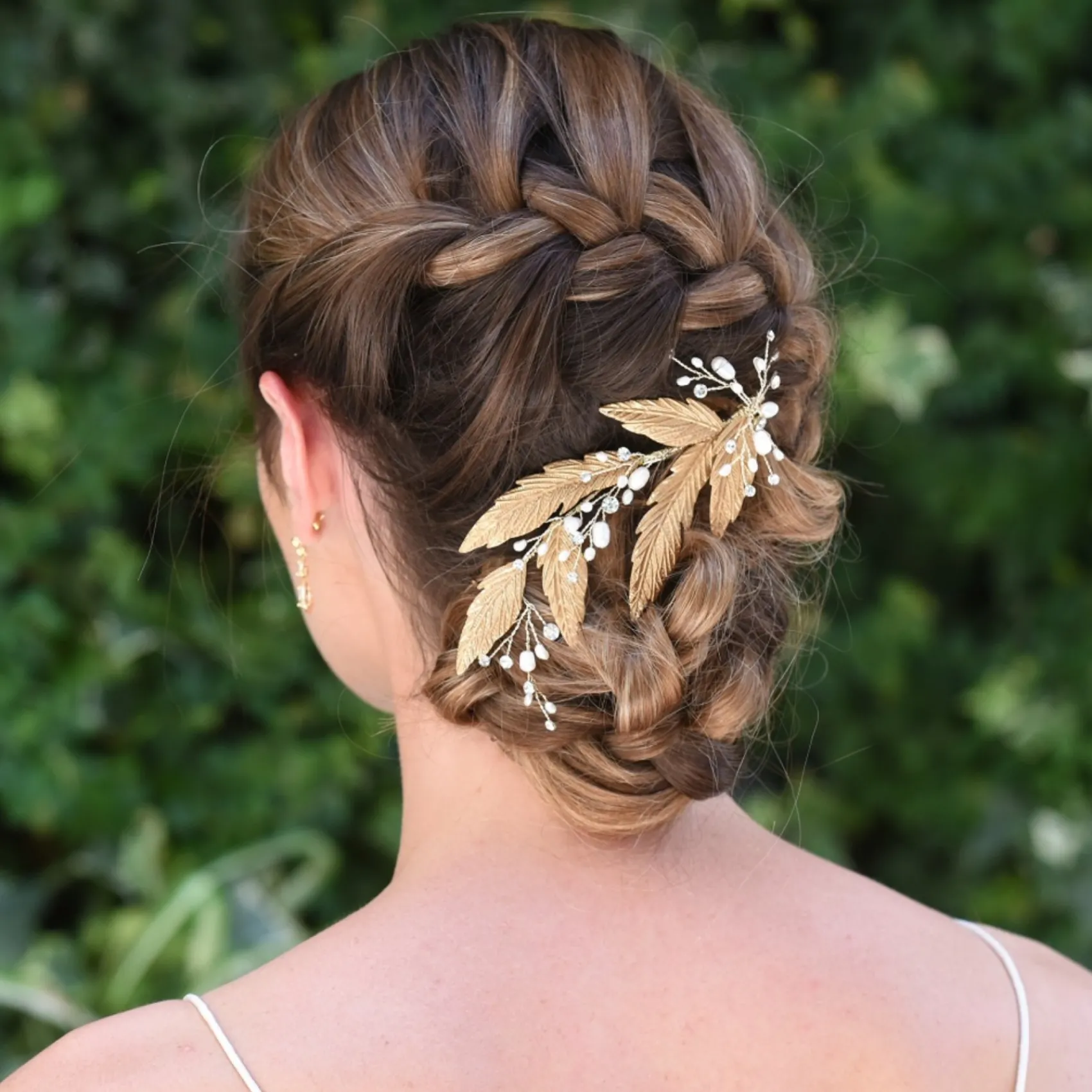 Ivory & Co Gold Hair Accessories | Pearl Hair Accessories*Ivory and Co Cassiopaea Bronze Enamelled Leaves Hair Clip