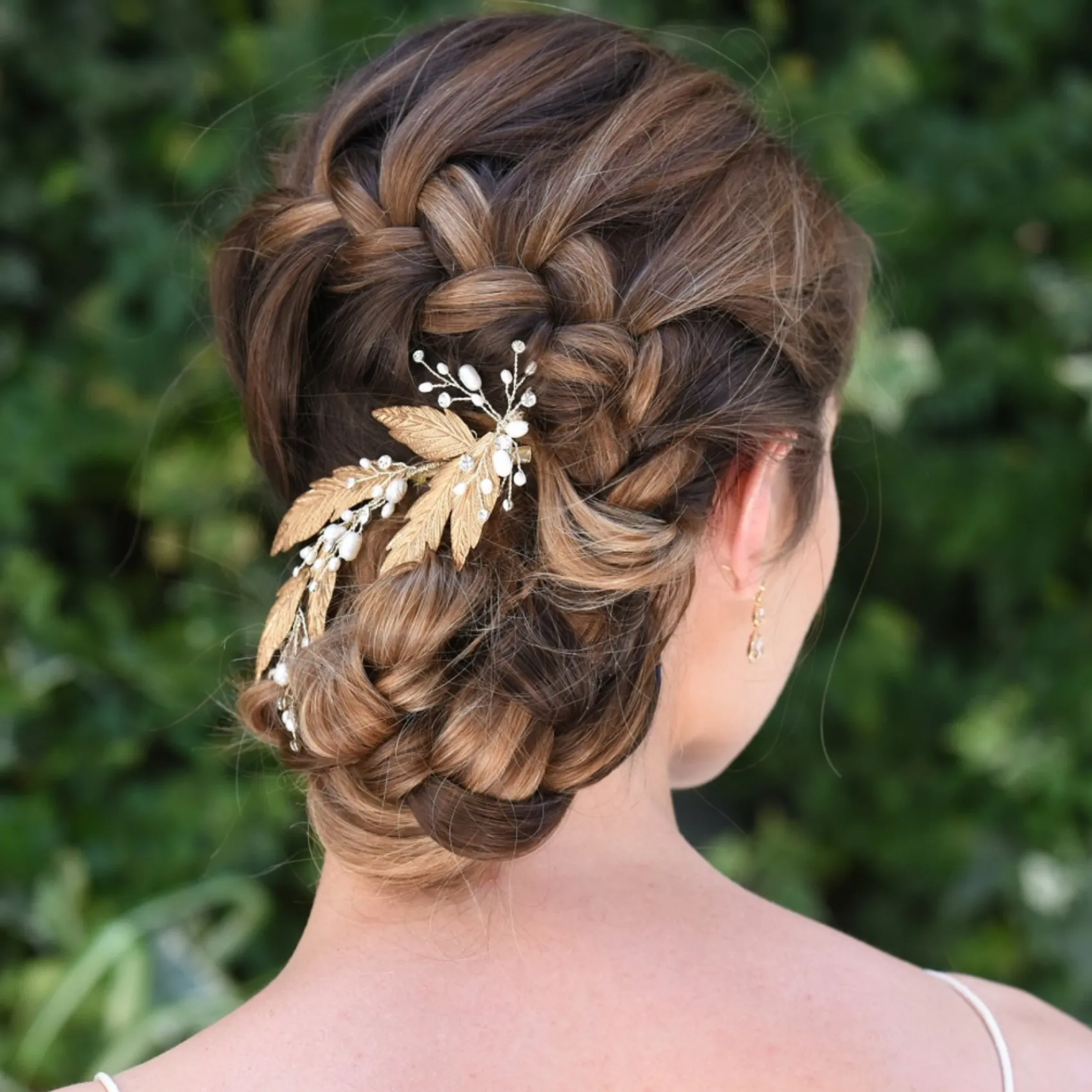 Ivory & Co Gold Hair Accessories | Pearl Hair Accessories*Ivory and Co Cassiopaea Bronze Enamelled Leaves Hair Clip