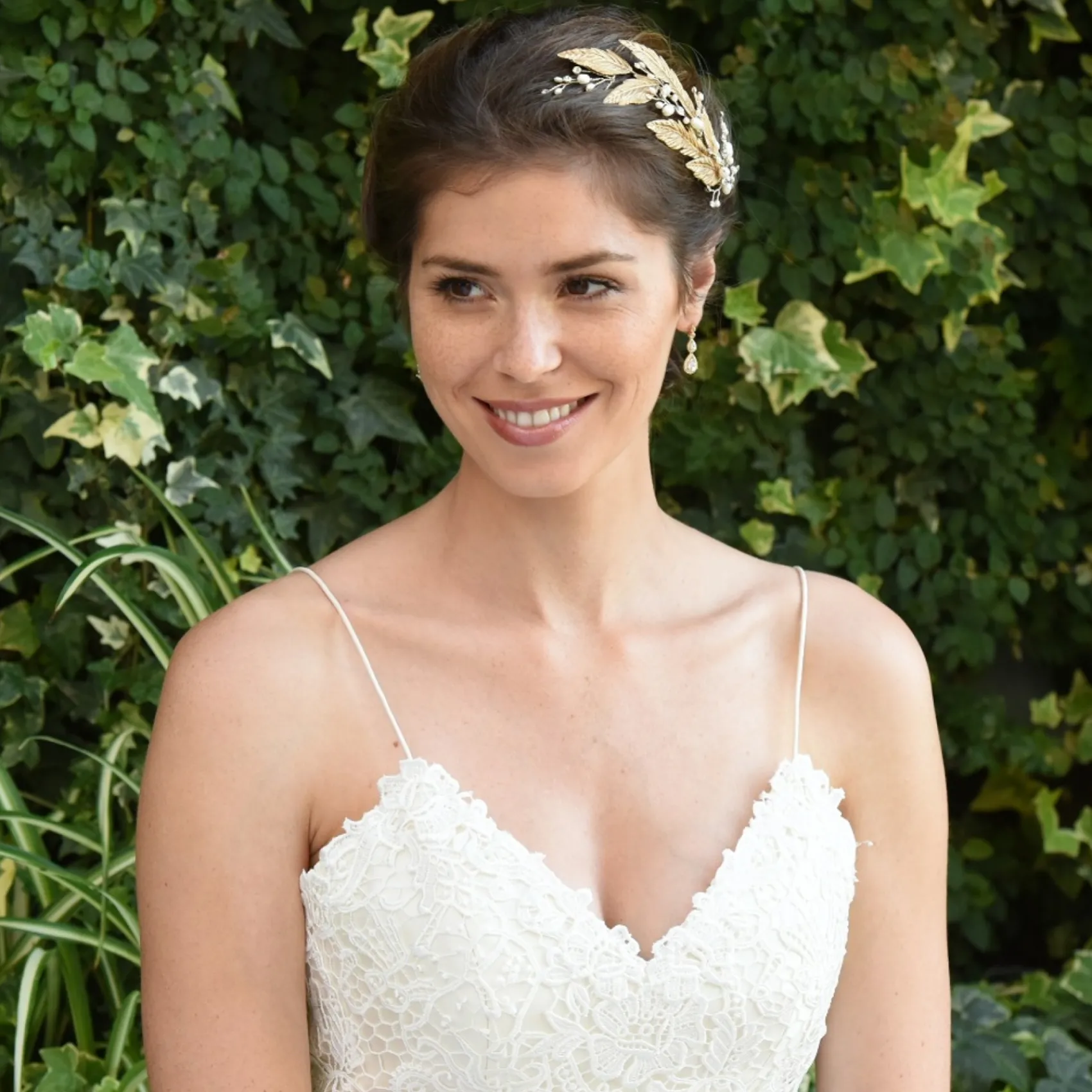 Ivory & Co Gold Hair Accessories | Pearl Hair Accessories*Ivory and Co Cassiopaea Bronze Enamelled Leaves Hair Clip