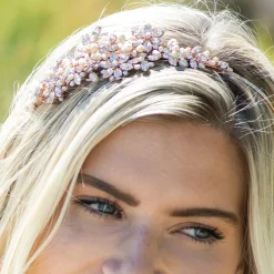 Ivory & Co Pearl Hair Accessories | Rose Gold Hair Accessories*Ivory and Co Charade Rose Gold Crystal Blossom and Pearl Headband