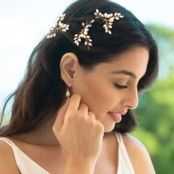 Ivory & Co Pearl Hair Accessories | Gold Hair Accessories*Ivory and Co Cosmos Gold Crystal and Pearl Hair Pin Set