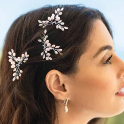 Ivory & Co Pearl Hair Accessories | Silver Hair Accessories*Ivory and Co Cosmos Silver Crystal and Pearl Hair Pin Set
