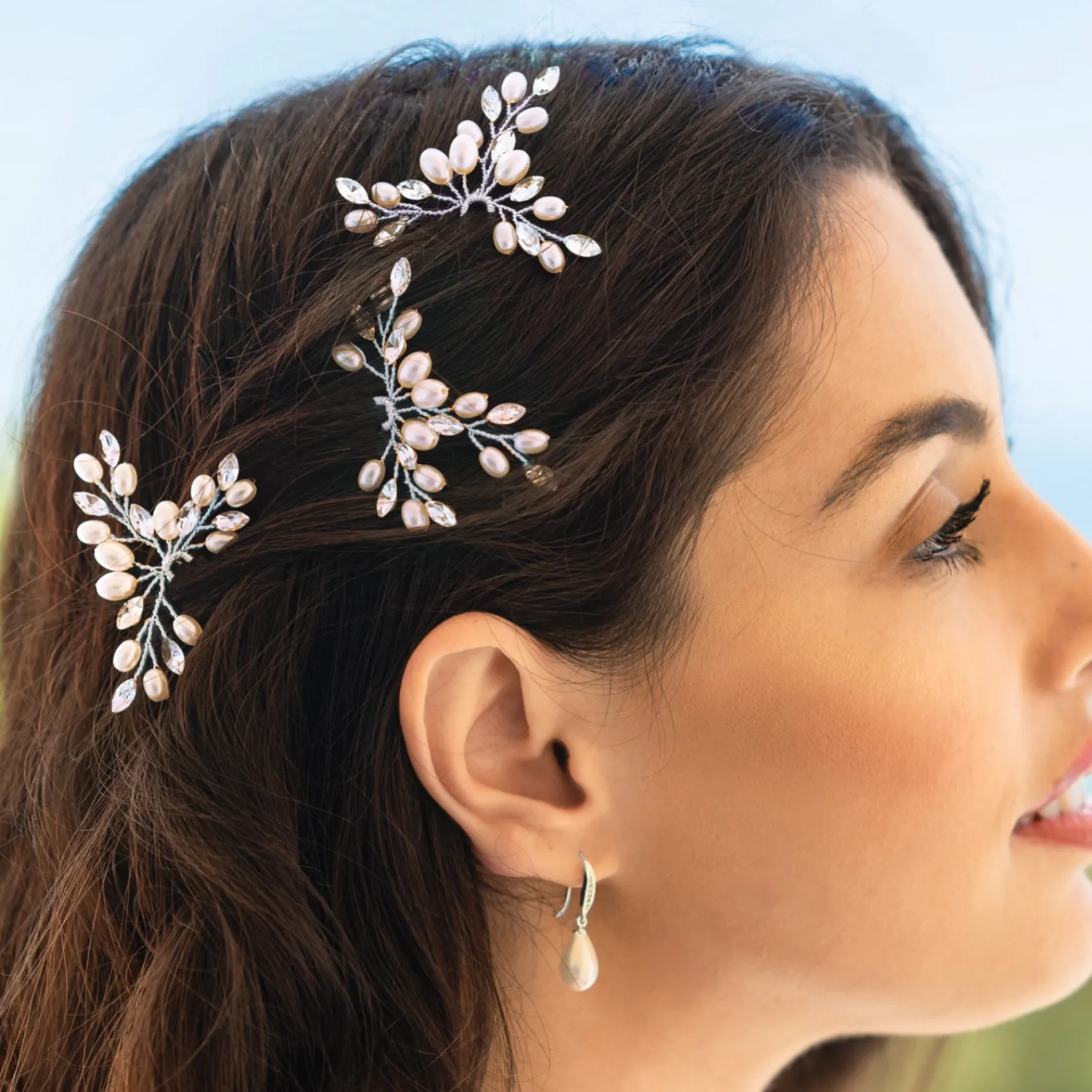 Ivory & Co Pearl Hair Accessories | Silver Hair Accessories*Ivory and Co Cosmos Silver Crystal and Pearl Hair Pin Set