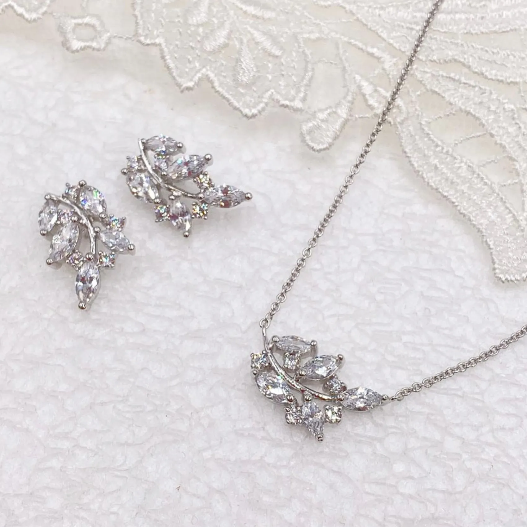 Ivory & Co Silver Prom Jewellery | Prom Jewellery Sets*Ivory and Co Cypress Vine of Leaves Bridal Jewellery Set