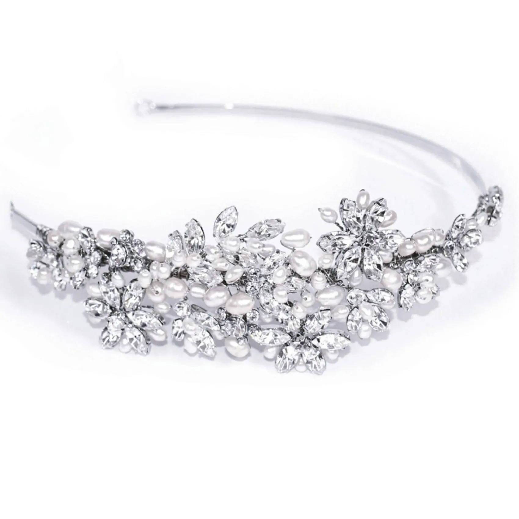 Ivory & Co Pearl Hair Accessories | Silver Hair Accessories*Ivory and Co Dior Crystal Blossom and Pearl Wedding Headband