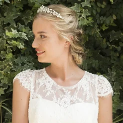 Ivory & Co Silver Hair Accessories | Wedding Tiaras*Ivory and Co Elva Silver Enamelled Leaves and Crystal Tiara