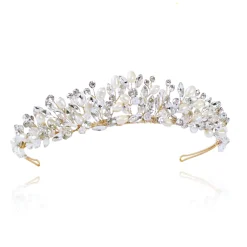 Ivory & Co Pearl Hair Accessories | Gold Hair Accessories*Ivory and Co Embrace Gold Crystal and Freshwater Pearl Tiara Ivory/ Gold