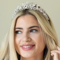 Ivory & Co Pearl Hair Accessories | Silver Hair Accessories*Ivory and Co Embrace Silver Crystal and Freshwater Pearl Tiara Ivory/ Silver