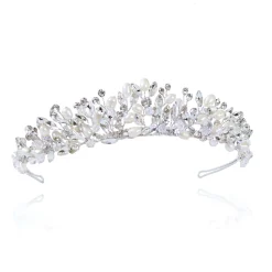 Ivory & Co Pearl Hair Accessories | Silver Hair Accessories*Ivory and Co Embrace Silver Crystal and Freshwater Pearl Tiara Ivory/ Silver