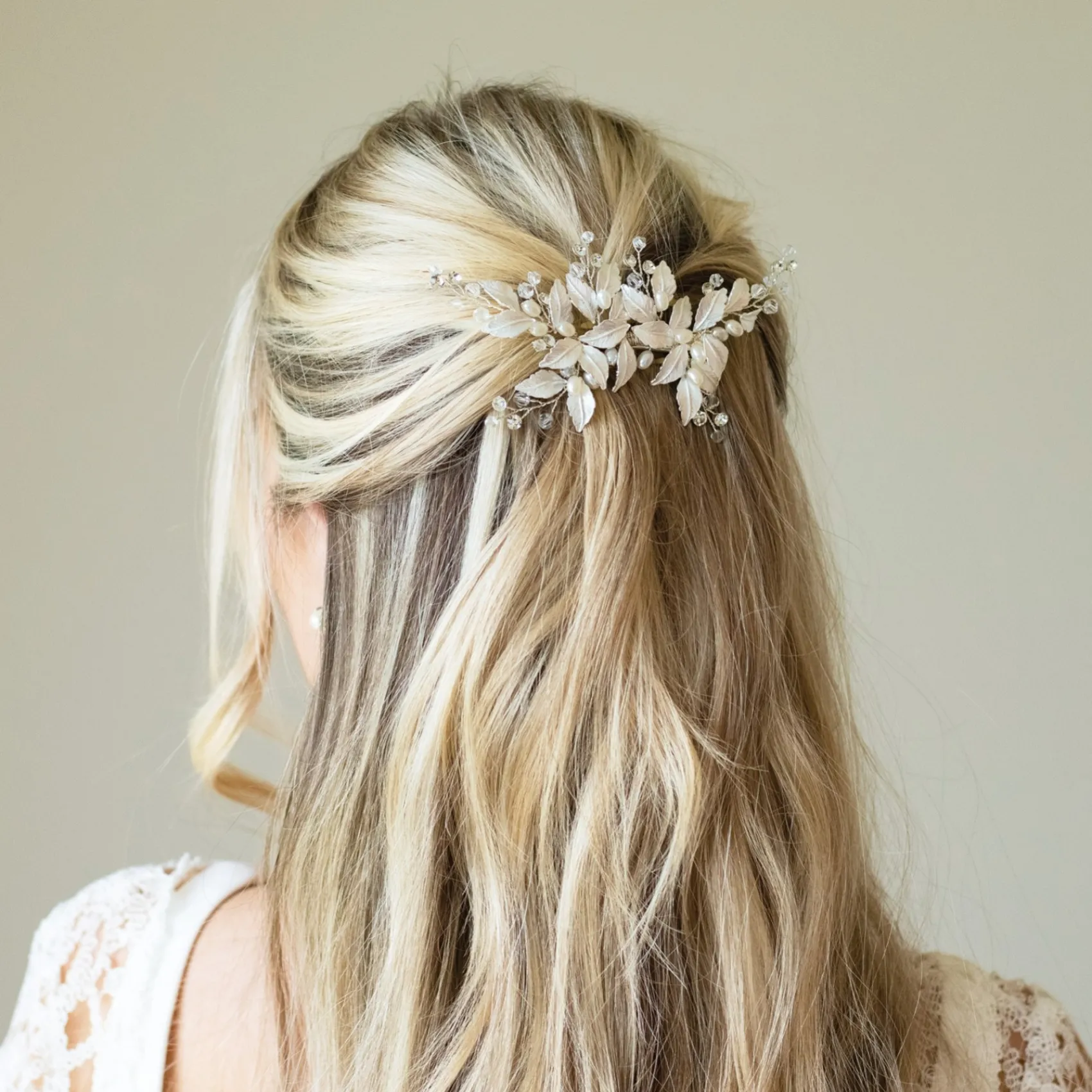 Ivory & Co Pearl Hair Accessories | Silver Hair Accessories*Ivory and Co Fairydust Silver Enamelled Leaves Wedding Hair Clip