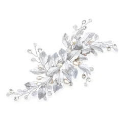 Ivory & Co Pearl Hair Accessories | Silver Hair Accessories*Ivory and Co Fairydust Silver Enamelled Leaves Wedding Hair Clip