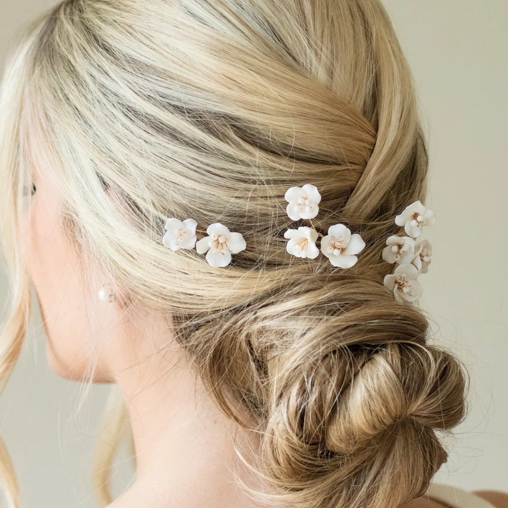 Ivory & Co Bridesmaid Gifts | Gold Hair Accessories*Ivory and Co Fleur Set of 3 Gold Ceramic Flower Hair Pins