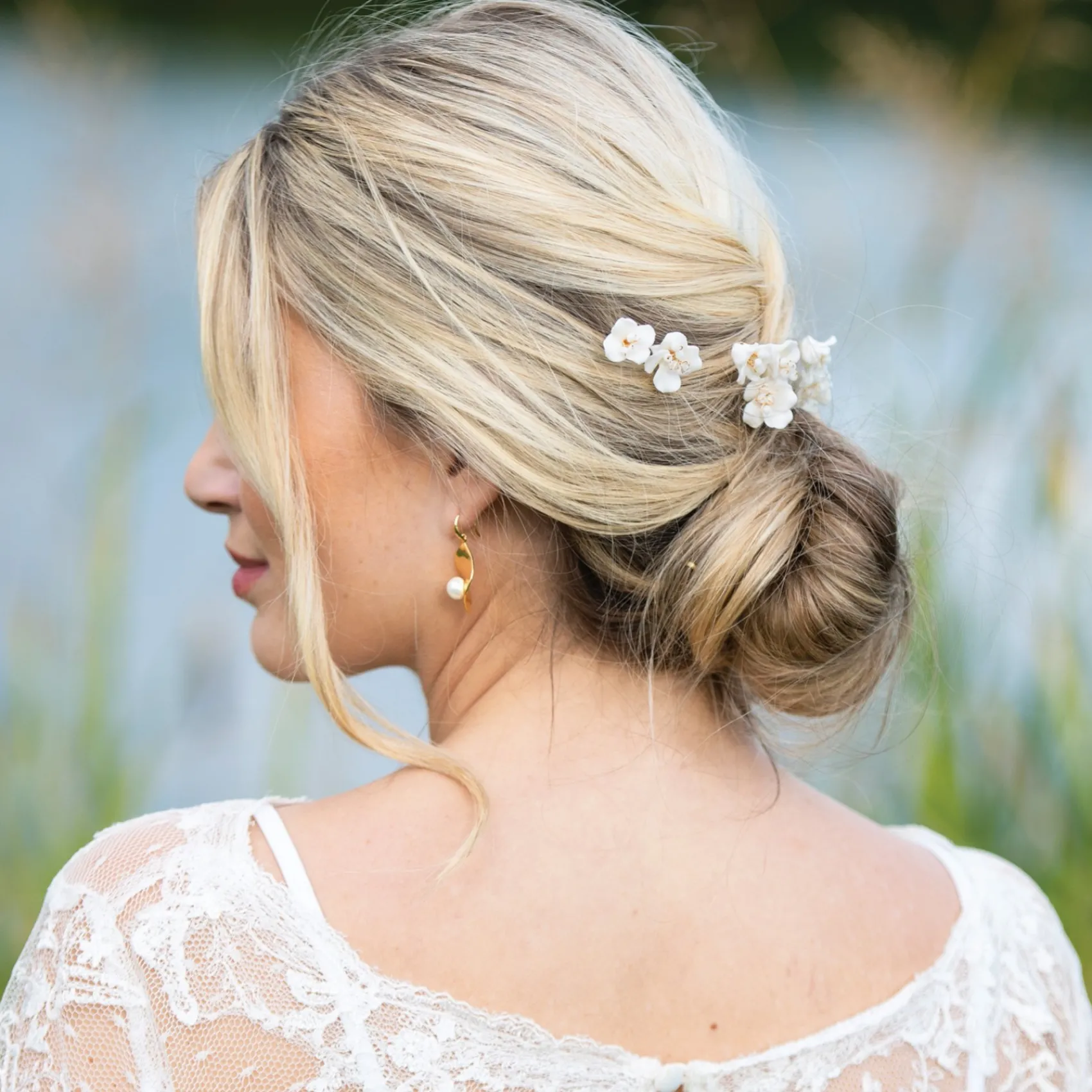 Ivory & Co Bridesmaid Gifts | Gold Hair Accessories*Ivory and Co Fleur Set of 3 Gold Ceramic Flower Hair Pins