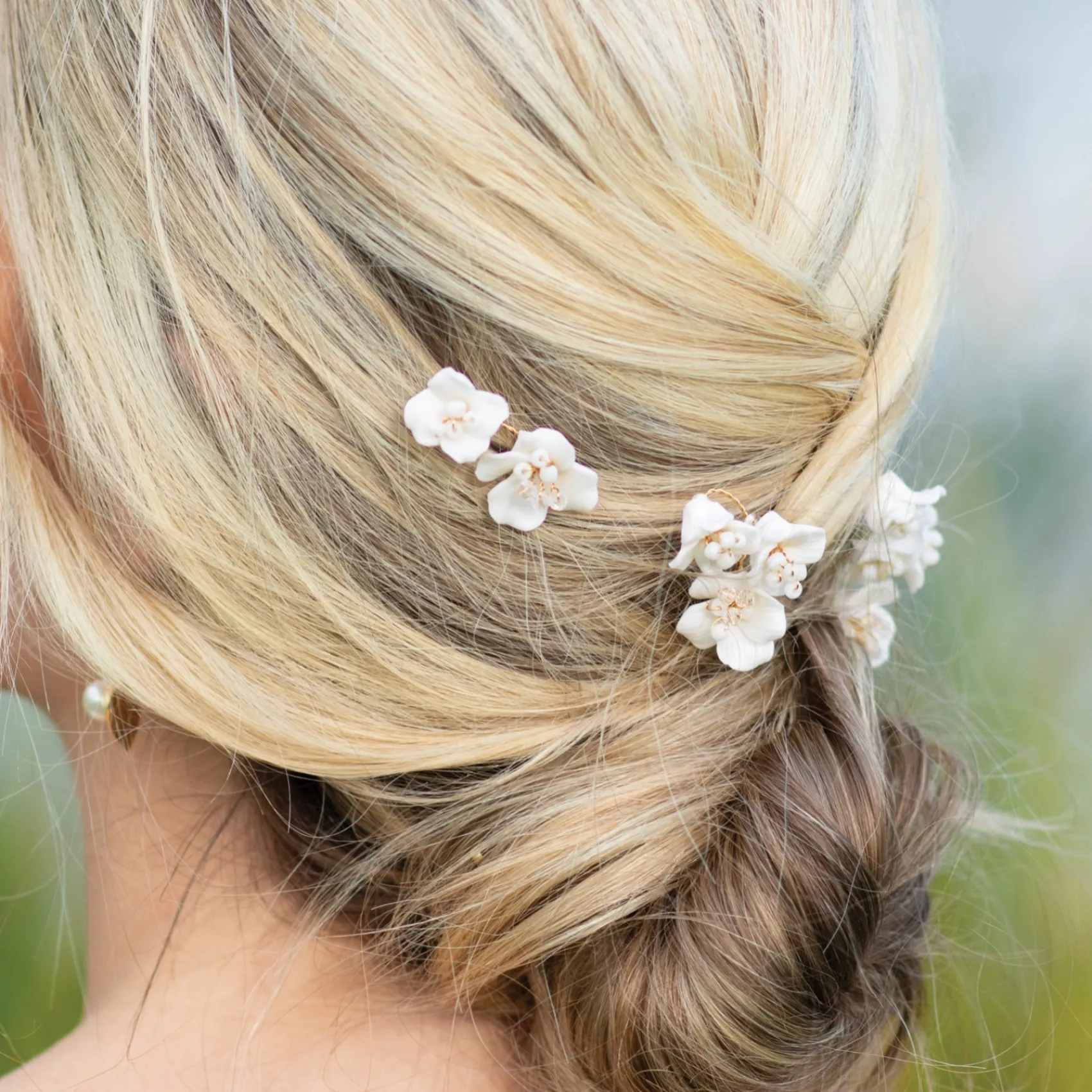 Ivory & Co Bridesmaid Gifts | Gold Hair Accessories*Ivory and Co Fleur Set of 3 Gold Ceramic Flower Hair Pins