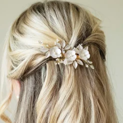 Ivory & Co Bridesmaid Gifts | Bride Gifts*Ivory and Co Gardenia Gold Dainty Crystal and Pearl Floral Hair Clip