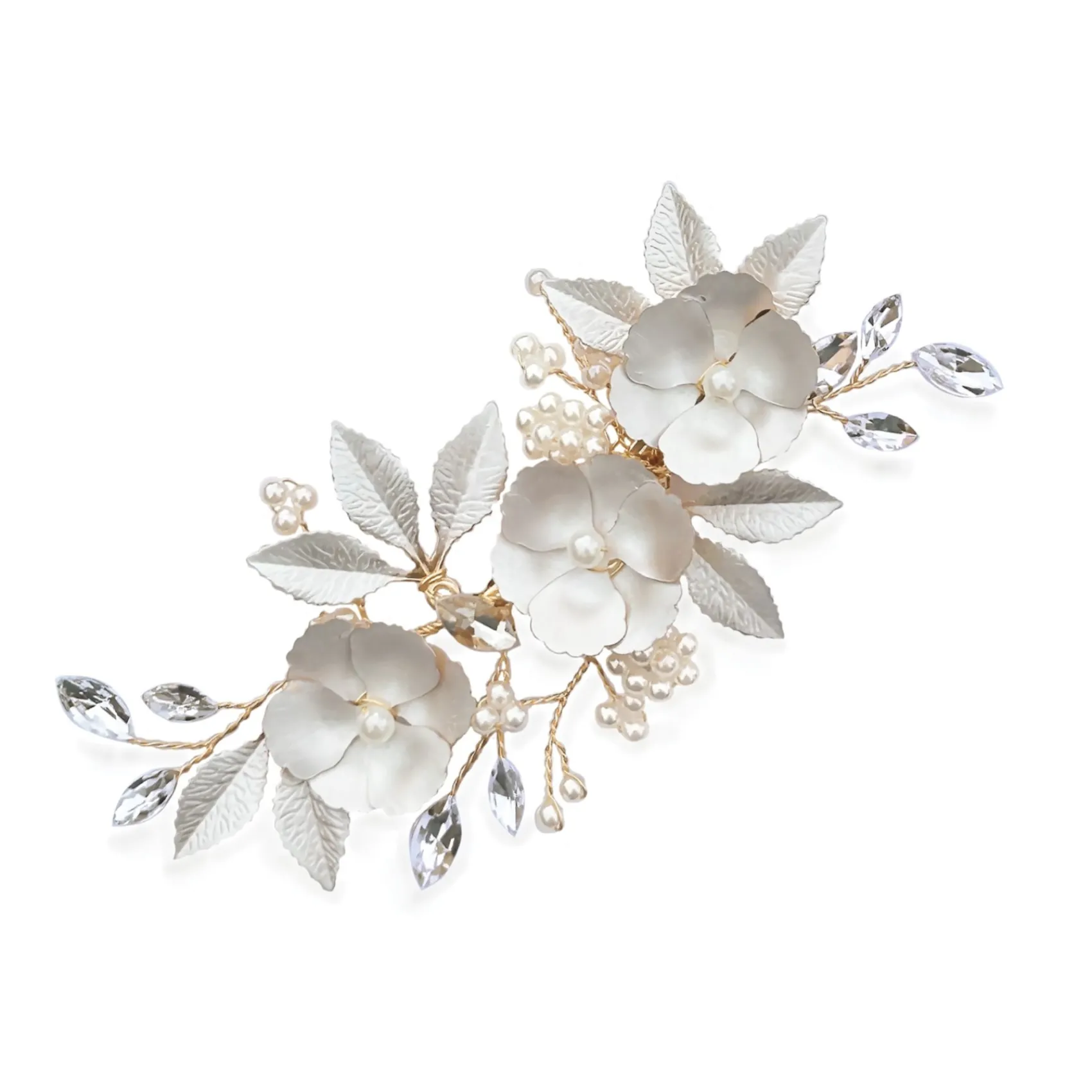 Ivory & Co Bridesmaid Gifts | Bride Gifts*Ivory and Co Gardenia Gold Dainty Crystal and Pearl Floral Hair Clip