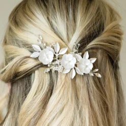 Ivory & Co Bridesmaid Gifts | Bride Gifts*Ivory and Co Gardenia Silver Dainty Crystal and Pearl Floral Hair Clip