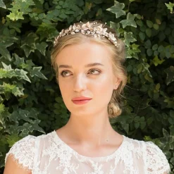Ivory & Co Rose Gold Hair Accessories | Wedding Side Tiaras*Ivory and Co Liberty Rose Gold Flowers and Leaves Side Headpiece