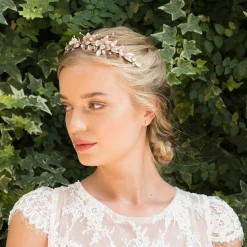 Ivory & Co Rose Gold Hair Accessories | Wedding Side Tiaras*Ivory and Co Liberty Rose Gold Flowers and Leaves Side Headpiece