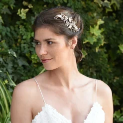 Ivory & Co Bridesmaid Gifts | Crystal Hair Accessories*Ivory and Co Meadowsweet Floral Rose Gold Hair Clip
