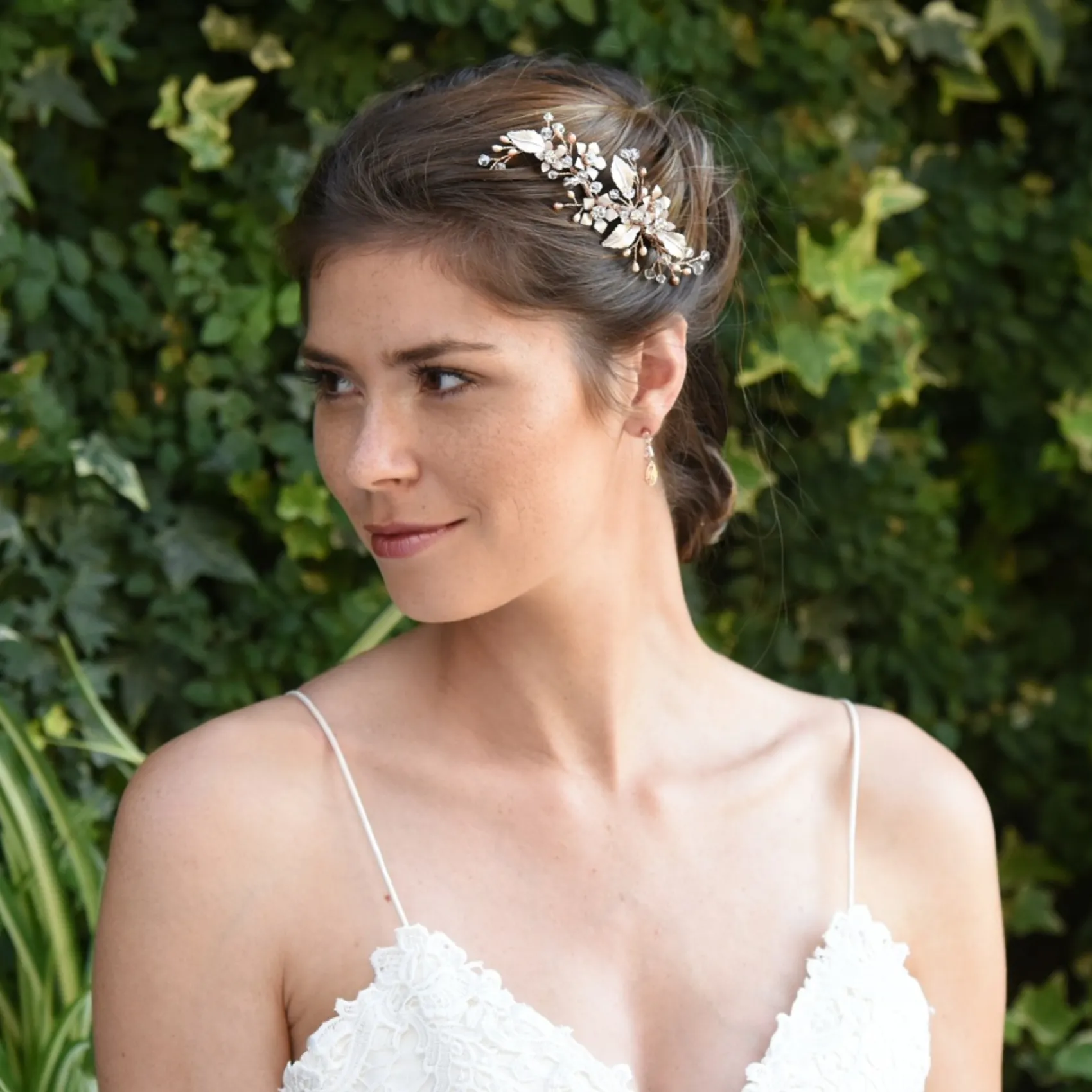 Ivory & Co Bridesmaid Gifts | Crystal Hair Accessories*Ivory and Co Meadowsweet Floral Rose Gold Hair Clip