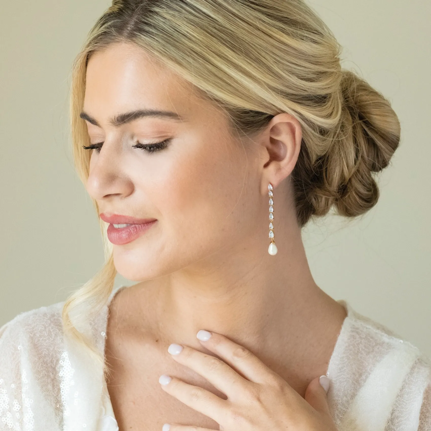 Ivory & Co Pearl Jewellery | Gold Wedding Jewellery*Ivory and Co Melbourne Gold Crystal Long Pearl Drop Earrings