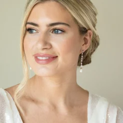 Ivory & Co Pearl Jewellery | Rose Gold Wedding Jewellery*Ivory and Co Melbourne Rose Gold Crystal Long Pearl Drop Earrings