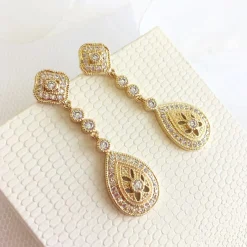 Ivory & Co Gold Prom Jewellery | Prom Earrings*Ivory and Co Moonstruck Gold Crystal Wedding Earrings