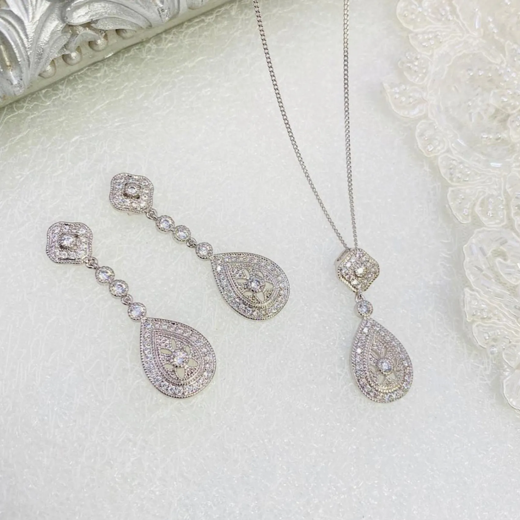Ivory & Co Silver Prom Jewellery | Prom Jewellery Sets*Ivory and Co Moonstruck Silver Crystal Bridal Jewellery Set