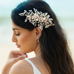 Ivory & Co Pearl Hair Accessories | Rose Gold Hair Accessories*Ivory and Co Ocean Days Rose Gold Statement Pearl and Crystal Comb