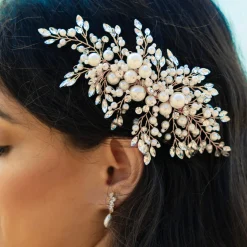 Ivory & Co Pearl Hair Accessories | Rose Gold Hair Accessories*Ivory and Co Ocean Days Rose Gold Statement Pearl and Crystal Comb