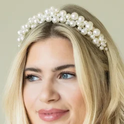 Ivory & Co Bride Gifts | Pearl Hair Accessories*Ivory and Co Odyssey Statement Pearl Cluster Bridal Headband Ivory/ Silver