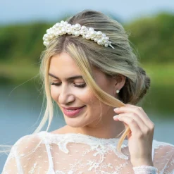 Ivory & Co Bride Gifts | Pearl Hair Accessories*Ivory and Co Odyssey Statement Pearl Cluster Bridal Headband Ivory/ Silver