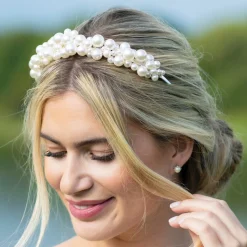 Ivory & Co Bride Gifts | Pearl Hair Accessories*Ivory and Co Odyssey Statement Pearl Cluster Bridal Headband Ivory/ Silver