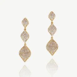 Ivory & Co Gold Prom Jewellery | Prom Earrings*Ivory and Co Rochelle Gold Crystal Pave Triple Drop Earrings