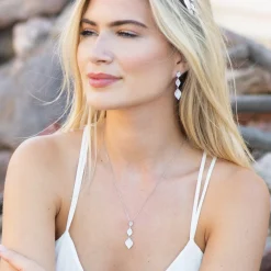 Ivory & Co Silver Prom Jewellery | Prom Necklaces*Ivory and Co Rochelle Silver Crystal Pave Triple Drop Pendant