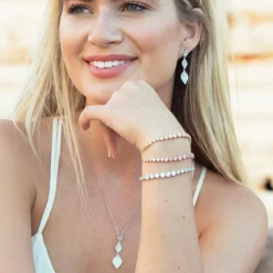 Ivory & Co Silver Prom Jewellery | Prom Necklaces*Ivory and Co Rochelle Silver Crystal Pave Triple Drop Pendant